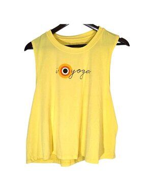 Corepower Yoga Yellow Sleeveless Crewneck Cropped Active Tank Top Womens Size XL